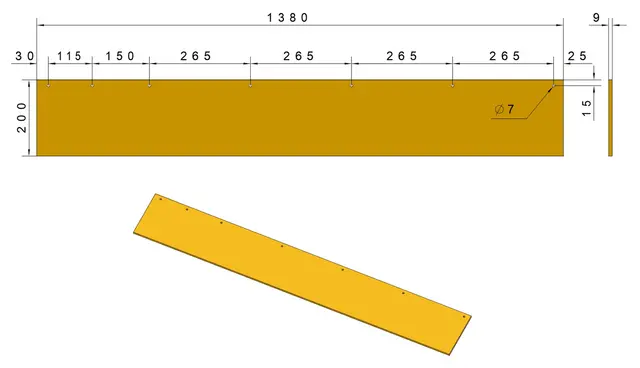 Brw Wasa 3000/Combi strengsamler PU 80 shA (1380x200x9mm) 