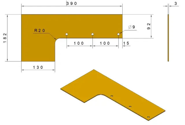 Broddson Nordic sideg. hs/vs elev.bord (390x185x3mm) 