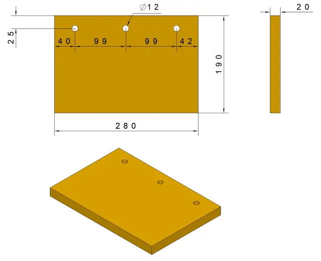 Wasa 300+ PU plate elevator hs/vs (280x190x20) 