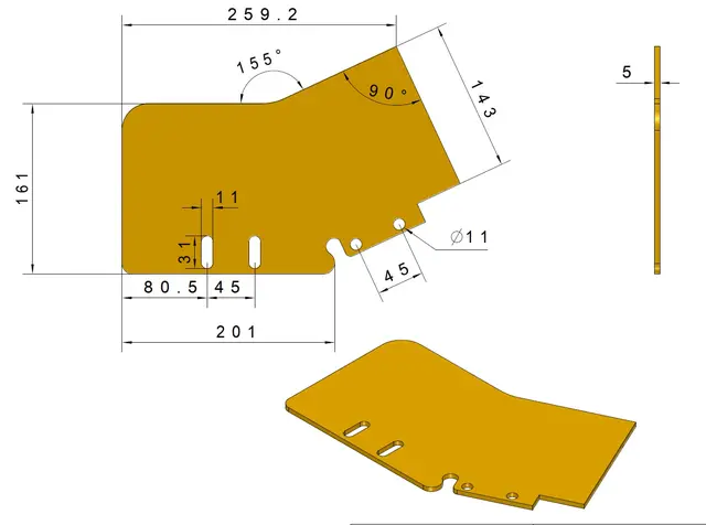 Dulevo 5000 sideskjørt PU (L=330) (DE6110046FSL) 