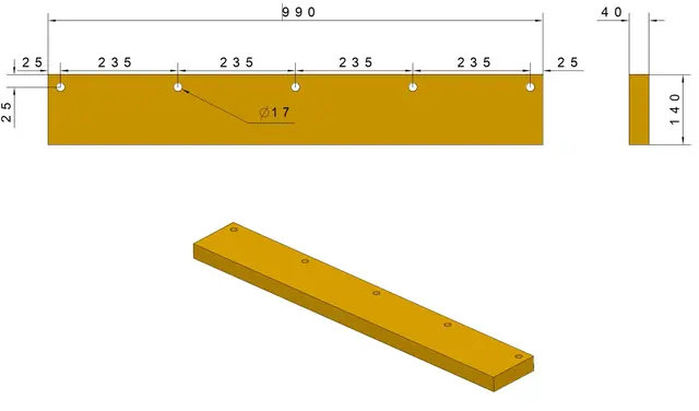 Schmidt Tarron skjær slaps PU 75 shA (990x140x40) 