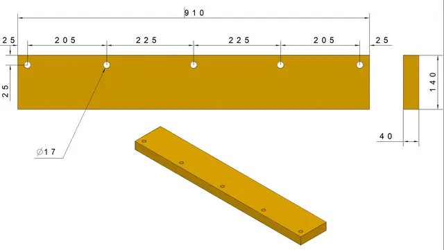 Schmidt Tarron skjær slaps PU 75 shA (910x140x40) 