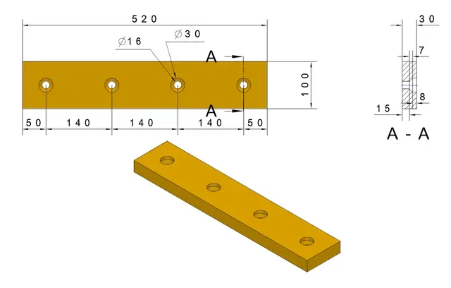 Tellefsdal K70 sliteelement autovern PU 95 shA (520x100x30) 