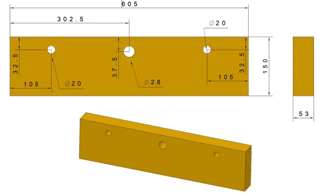 Mählers skjær slaps PU 75 shA (605x150x53) 